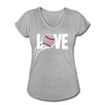 Women's "Love Baseball" V-Neck T-Shirt - heather gray