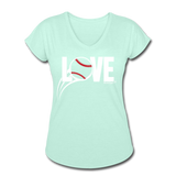 Women's "Love Baseball" V-Neck T-Shirt - mint