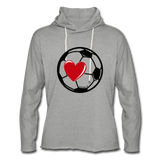 Unisex "Soccer Heart" Lightweight Terry Hoodie - heather gray