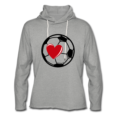 Unisex "Soccer Heart" Lightweight Terry Hoodie - heather gray