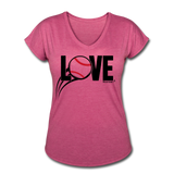 Women's Tri-Blend V-Neck T-Shirt - heather raspberry