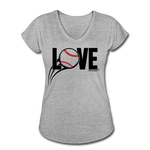 Women's "Love Baseball" V-Neck T-Shirt - heather gray