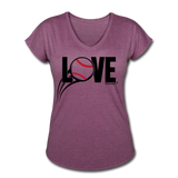 Women's "Love Baseball" V-Neck T-Shirt - heather plum