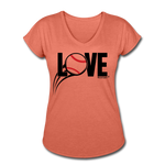 Women's "Love Baseball" V-Neck T-Shirt - heather bronze