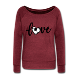 Love Soccer Wideneck Sweatshirt - cardinal triblend