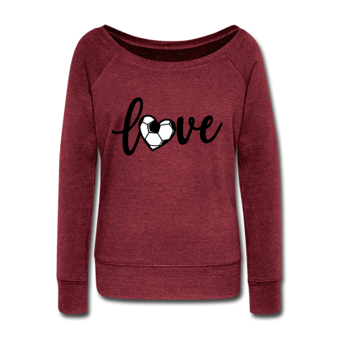 Love Soccer Wideneck Sweatshirt - cardinal triblend