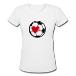 Soccer Ball Heart V-Neck - white