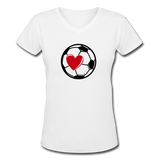 Soccer Ball Heart V-Neck - white