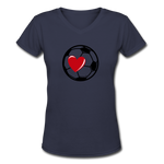 Soccer Ball Heart V-Neck - navy