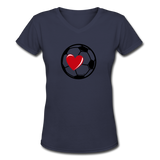 Soccer Ball Heart V-Neck - navy