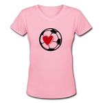 Soccer Ball Heart V-Neck - pink