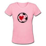 Soccer Ball Heart V-Neck - pink