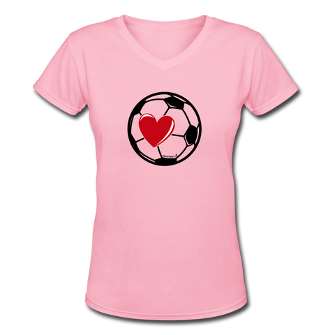 Soccer Ball Heart V-Neck - pink