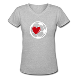 Soccer Ball Heart V-Neck - gray