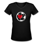 Soccer Ball Heart V-Neck - black