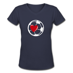 Soccer Ball Heart V-Neck - navy