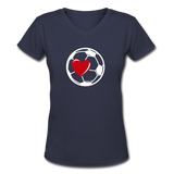 Soccer Ball Heart V-Neck - navy