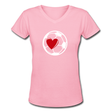 Soccer Ball Heart V-Neck - pink